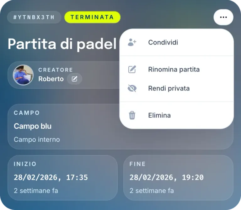 Anteprima della schermata partita di PadelCast